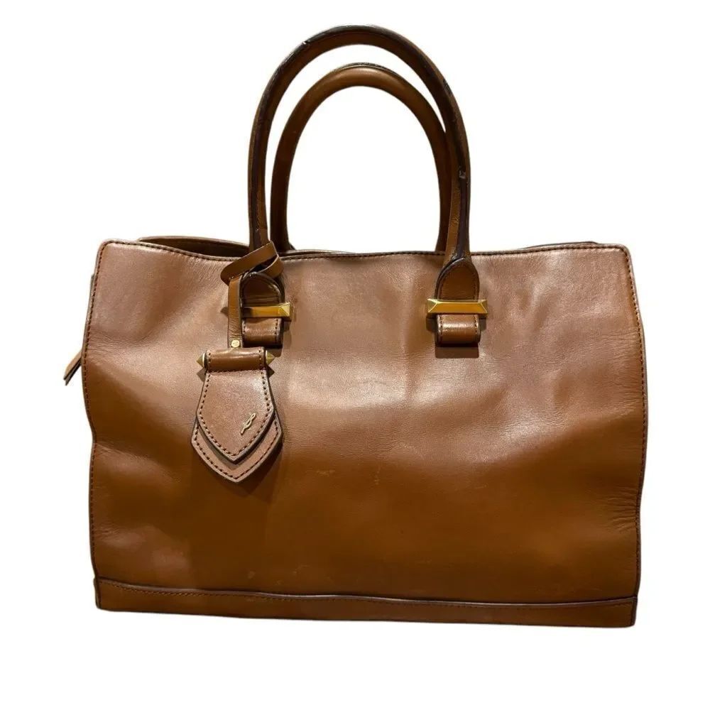 Revolve Brian Atwood Aniccola Brown Leather and Suede Satchel Handbag